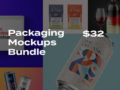 Packaging Mockups Bundle bag beverage bottle box branding coffee drink glass identity label logotype mail mockup packaging pouch presentation product shipping showcase wine