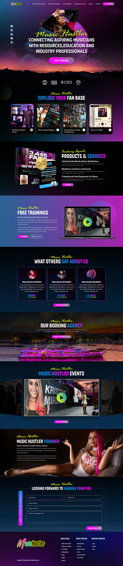 Music Hustlers Education Website Design education graphic design landing page modern site uiux website design