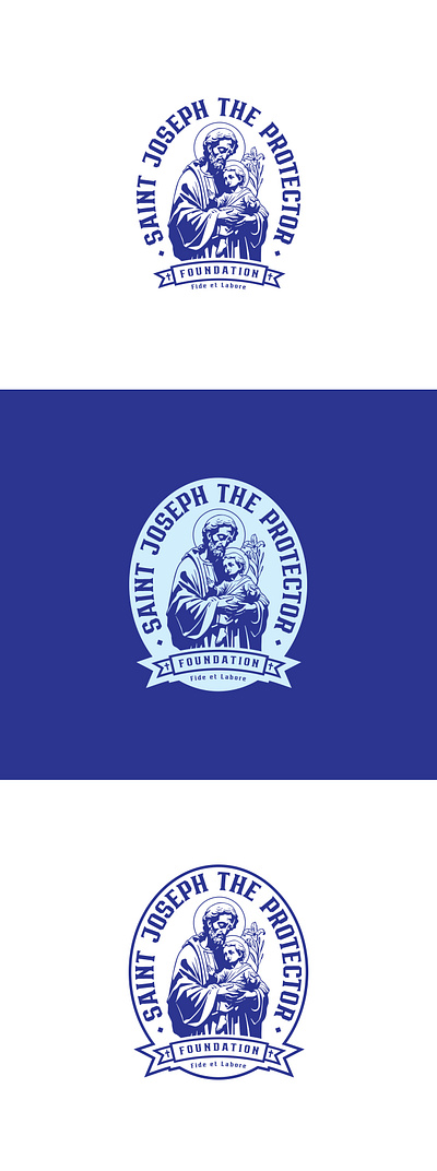 St. Joseph badge christianism church illustration logo protector st. jospeh
