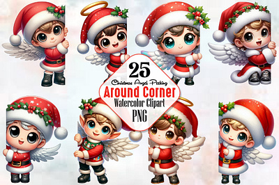 Christmas Angel Peeking Around Corner Clipart 3d animation app branding design graphic design illustration logo ui vector