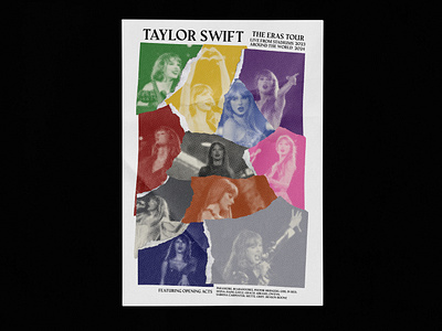 A new era design eras tour halftone poster ripped paper taylor swift typography