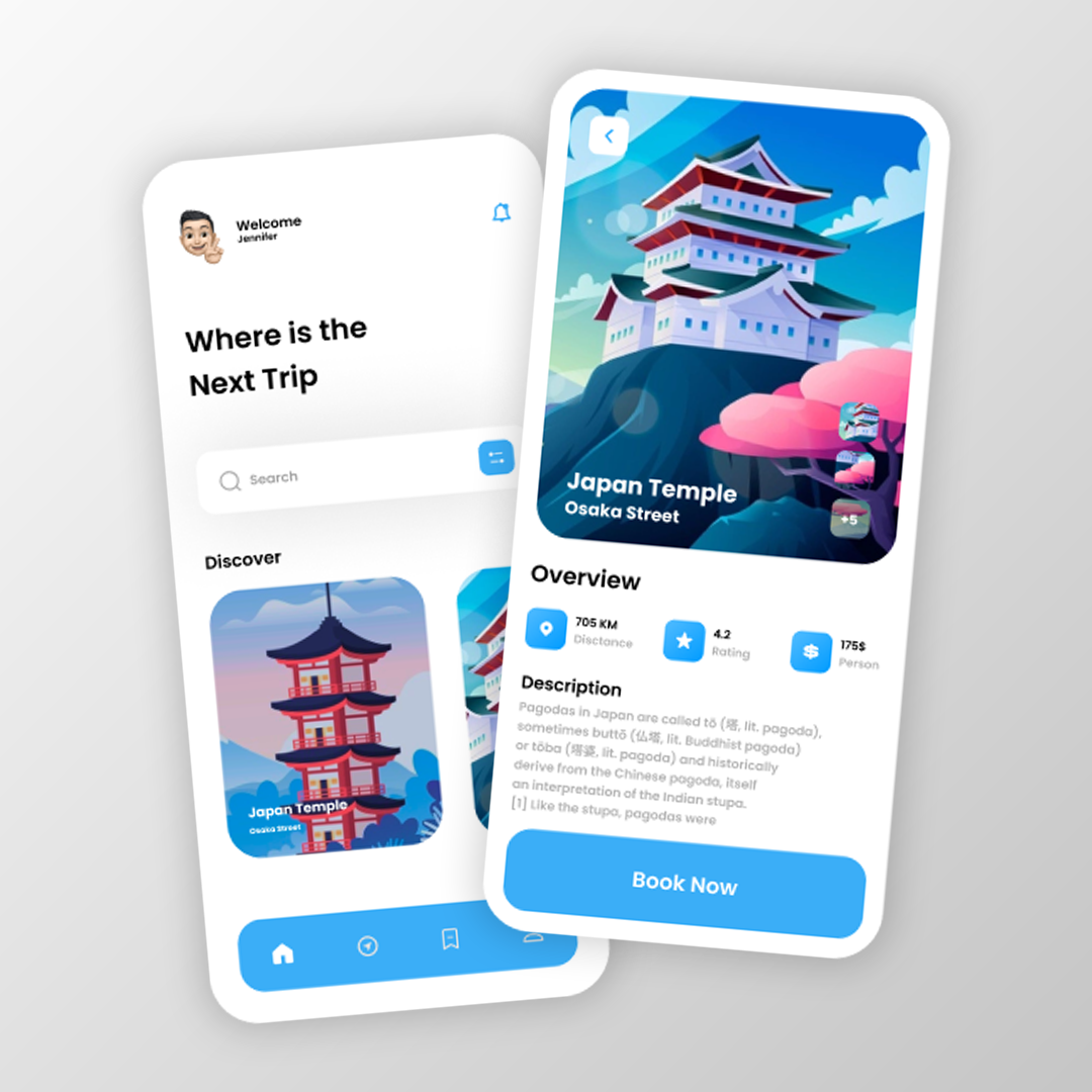 Travel App Ui-Ux 3d animation app blue branding design figma graphic design illustration indsign logo motion graphics sample travel ui ux vector