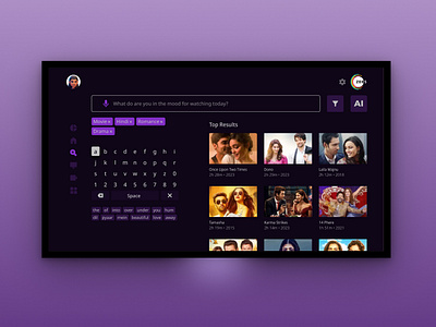 Zee 5 Search page - TV UI challenge design interface design search search ui streaming service television tv interface tv ui ui ux