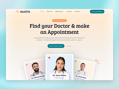 Doctor Appointment Website Landing page UI UX design agency figma website designer focotik landing page design patient support. ui ui design ui ux design website ui ux design