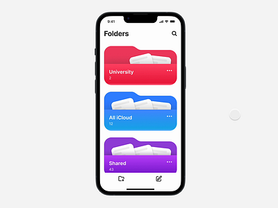 Folders in mobile app | UI animation animation app cards clean documents folder interaction ios mobile notes ui ux