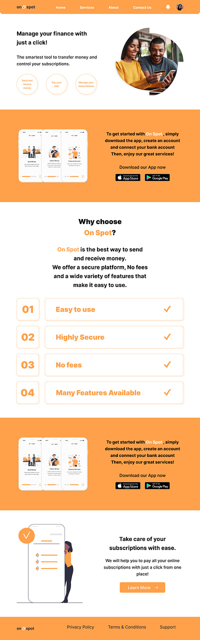 On Spot - finance landing page figma landing landingpage page ui uiux ux