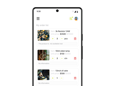 My order list app design ecommerce eshop inspiration list mobile app shop shots ui