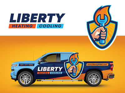 HVAC Company Logo | Truck Wrap Design best wraps brand design brand designer hand holding burning wrench heating cooling home services branding hvac hvac brand hvac logo hvac truck design hvac wrap mascot truck wraps van wraps vehicle graphics vehicle wrap design wrap design wraps wraps designer wrench