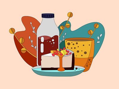 Milk Coffee & Cake branding graphic design illustration vector