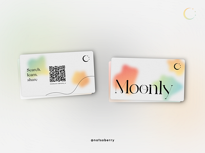 MOONLY — business card (2022) blur bright colors business card card design figma gradient graphic design kpop kpop wiki moon moonly qr code spring ui ux