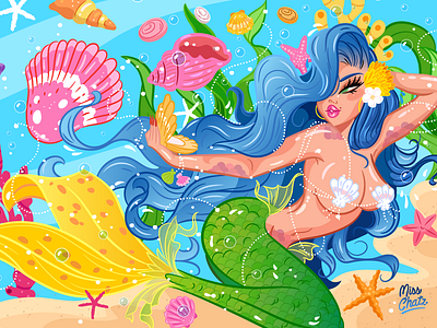 Serena babe character coral fish mermaid ocean personal pinup reef sea seaweed serena sexy siren