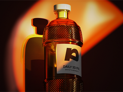 Pinkman daily 3D challenge | Gin bottle 3d 3d design 3d render blender bottle cinema 4d gin bottle light orange orange light red light render