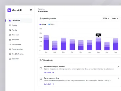 MarcoHR: Payroll web application SaaS analytics attendance dashboard design graph hr saas human resource payment payroll payroll management dashboard salary ui ux designer wavespace web designer