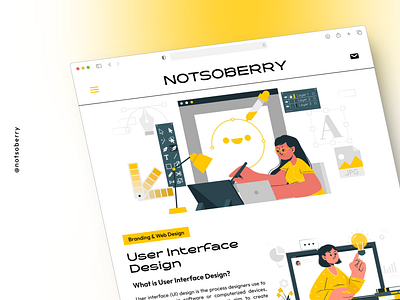 UI/UX design article (2022) article article design black branding design figma graphic design guide illustration minimalistic design typography ui uiux ux yellow