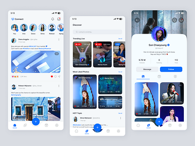 Connect - A Social Media for Sharing Moment app blue instagram mobile moment social media ui ux