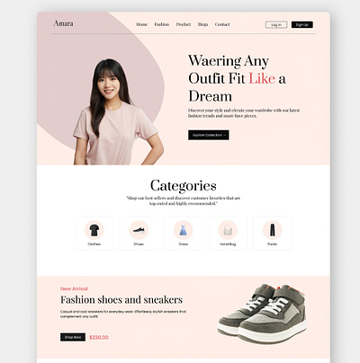 E-commerce Fashion Amara branding e commerce fashion landingpage modern modern style styling ui website