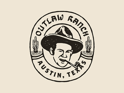 OUTLAW RANCH artwork badge branding branding design cowboy design drawing graphic design hand drawn illustration logo logo design ranch texas vector vintage design