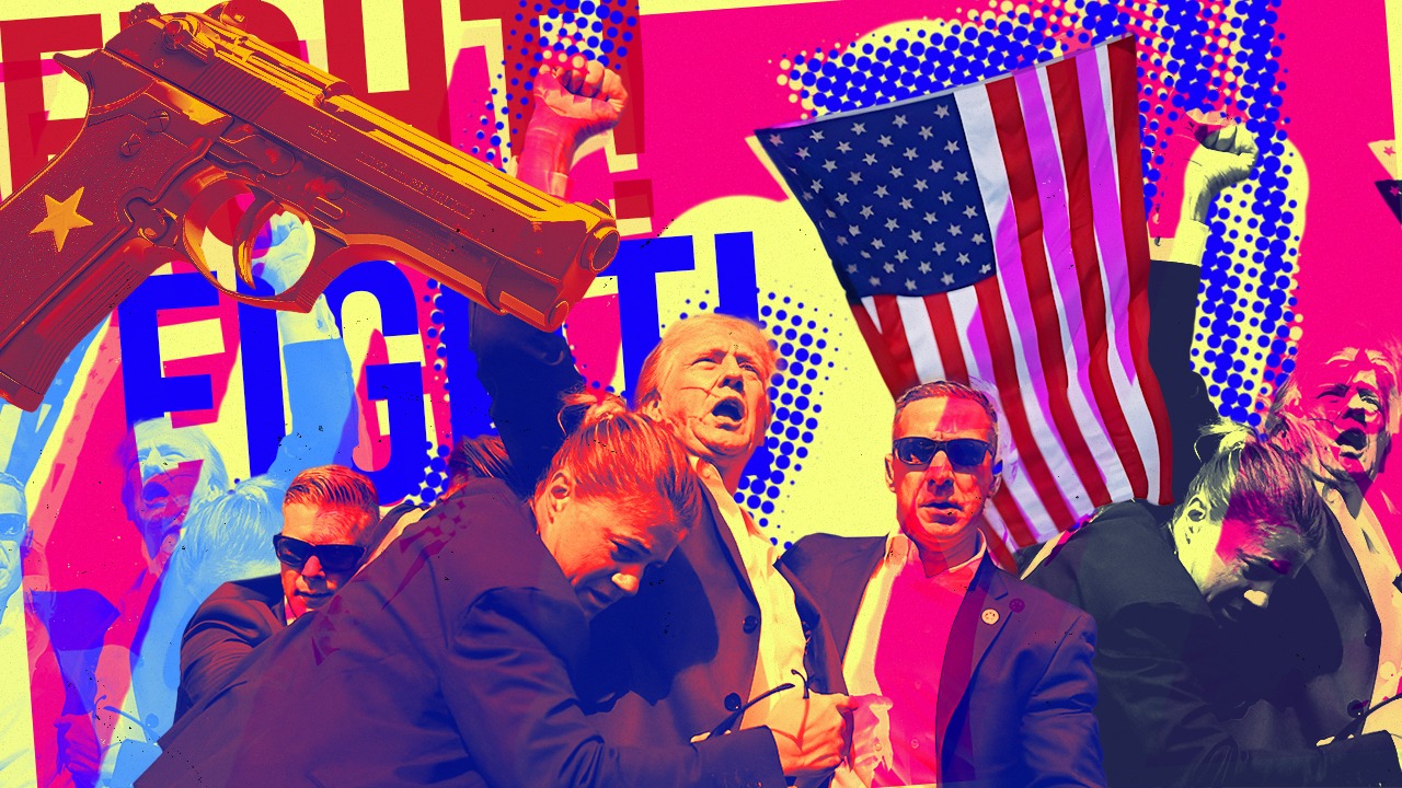 Trump: Fight! collage design fight illustration poster trump usa