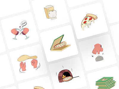 Pizaa Icons 2d adobe illustrator design flat flat illustartion food icon illustration italian pizza kitchen pizza pizza icons