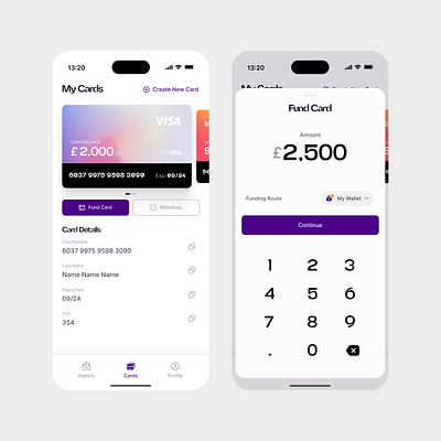 Manage & Fund Virtual Card. 💳 app cards design mobile app product design ui ux design virtual card