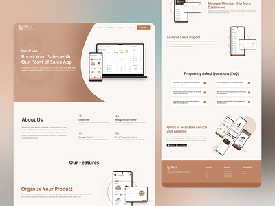 QBILLS Landing Page Website application coffee landingpage mobile ui uiux ux website