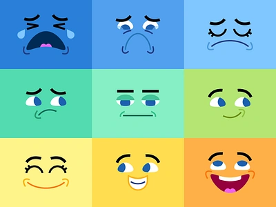 Range of emotions anxious content crying design digital illustration emojis emoties emotion emotional emotional range emotions feelings happy illustration illustrator inside out sad vector vector illustration worried