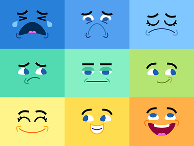 Range of emotions anxious content crying design digital illustration emojis emoties emotion emotional emotional range emotions feelings happy illustration illustrator inside out sad vector vector illustration worried