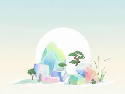 Illustration - the Garden of the Morning Calm, South Korea bonzai bonzai tree botanical calm crystal garden gems green harmony illustration illustrator jewel korea luxury mountain peace seoul south korea storytelling travel