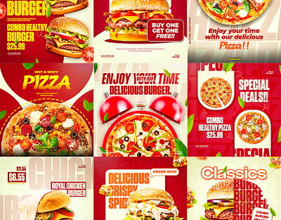 MODERN SOCIAL MEDIA POSTER DESIGNS - FAST FOOD adobe photoshop ads design ads poster design branding design graphic design illustration logo social media ads poster design social media post ui ux vector