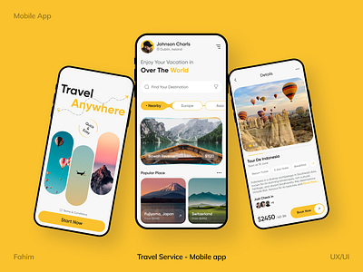 Travel Service - Mobile app app booking fahim flight interface mobile app mobile app design tour planner tourism travel agency travel app travel app ui travel service ui ux vacation