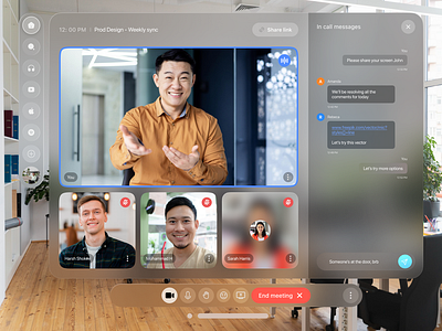 Apple vision pro: online meeting concept appdesign apple appleprovision appletech futuretechnology googlemeet hybridwork pro vision productivity remotework uiux videochat videoconferencing