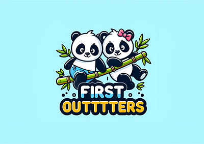 FIRST OUTTTERS animation branding cartoon cute design illustration kawaii logo panda tshirt