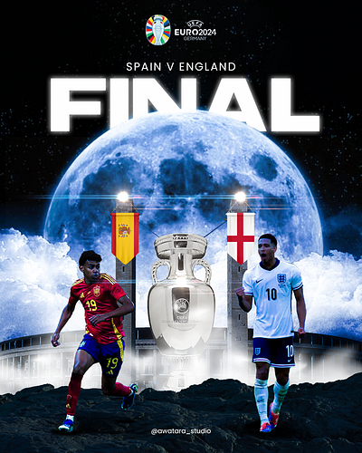 FINAL EURO 2024 GERMANY | SPAIN VS ENGLAND barcelona champions design england euro2024 final football graphic design judebellingham lamineyamal poster realmadrid soccer spain