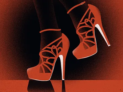 Heels, beautiful but unstable adobe illustrator black design heels illustration limited color red shoes texture unstable vector