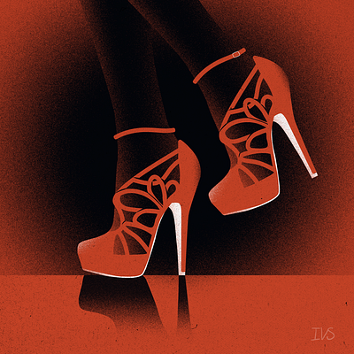 Heels, beautiful but unstable adobe illustrator black design heels illustration limited color red shoes texture unstable vector