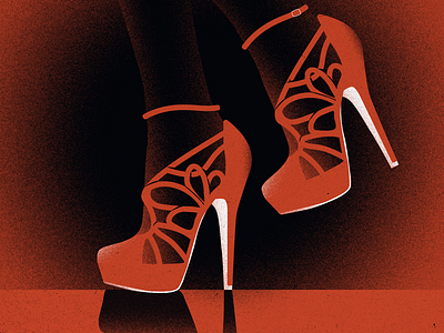 Heels, beautiful but unstable adobe illustrator black design heels illustration limited color red shoes texture unstable vector
