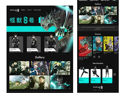 Kaiju No. 8 - Anime Website Design anime design exploration kaijuno8 ui design