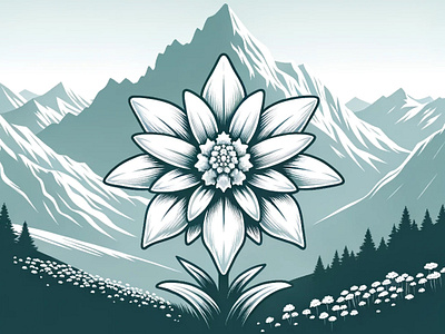 Courage Bloom Art by Aravind Reddy Tarugu alpine aravind art botanical art clean lines courage symbol daring courage design detailed vector edelweiss illustration monochromatic mountain flora mountainous nature vector pristine flower reddy tarugu vector wilderness