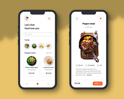 Food deliver- app Ui design figma graphic design icon illustration motion graphics ui vector