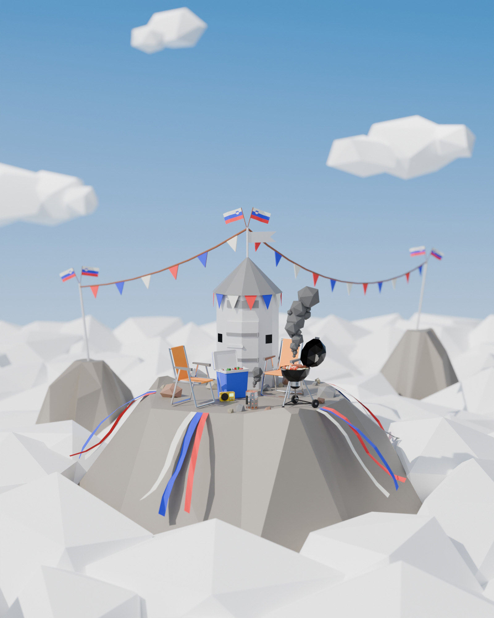 Statehood BBQ (Žar državnosti) 3d 3d modelling adobe bbq blender graphic design photoshop slovenia statehood