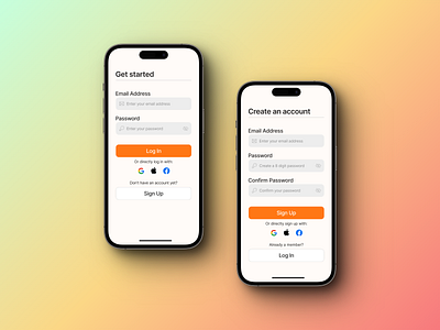 Simple Sign Up & Log In Screen branding graphic design login product design screen signup ui ui design ux ux design