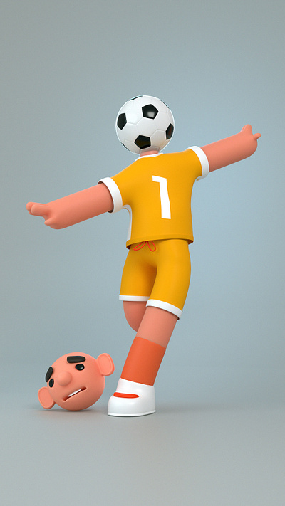 Play ball 3d blender character football illustration illustrator sports