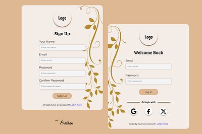 Login & Sign Up Card Design card card designs cards design designs login and sign up card login card login card design sign up card sign up card design signup card ui