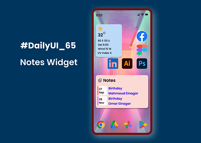 #DailyUI _ #065 _ Notes Widget graphic design ui