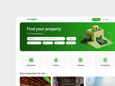 Real estate website apartment booking house real esate rent saas ui ux