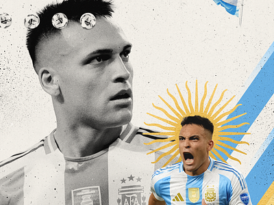 Collage - Lautaro Martínez argentina ball black and white blue collage copa america distressed euro euro 2024 flag futebol gold grungy illustration soccer sun texture yellow