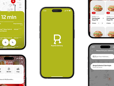 Rapida - Food Delivery App UI UX Design branding illustration logo mobile app ui