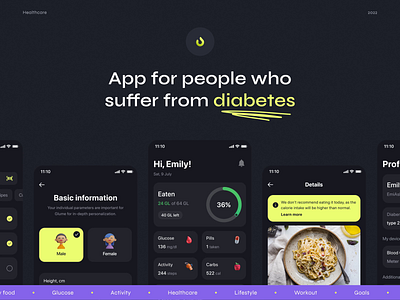 🧳 Glume - Healthcare Mobile App UI Design For Diabetics branding design logo mobile app ui