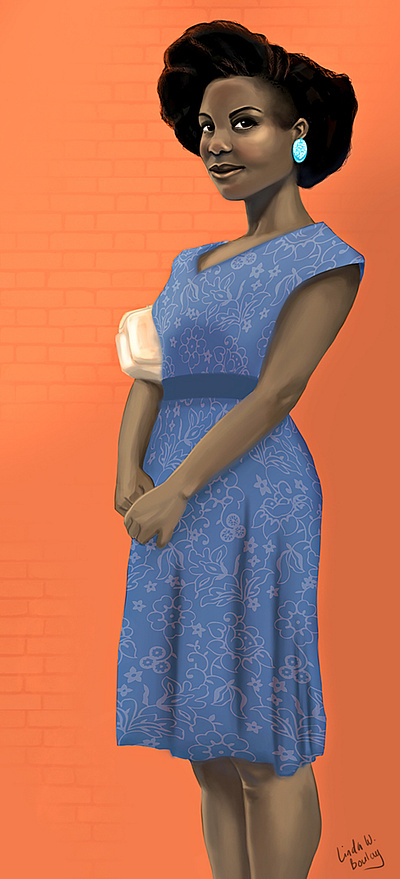 Hip & Sophisticated blue church girl digital art illustration orange photoshop portrait study