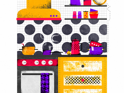 Kitchen illustration adoveillustrator bookillustration dots graphic design illustration kitchenillustration pattern vector vibrantcolor